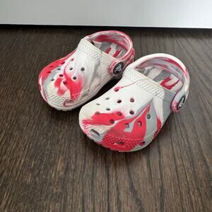 Crocs Marble Clog- Baby size 4- Red/grey/white